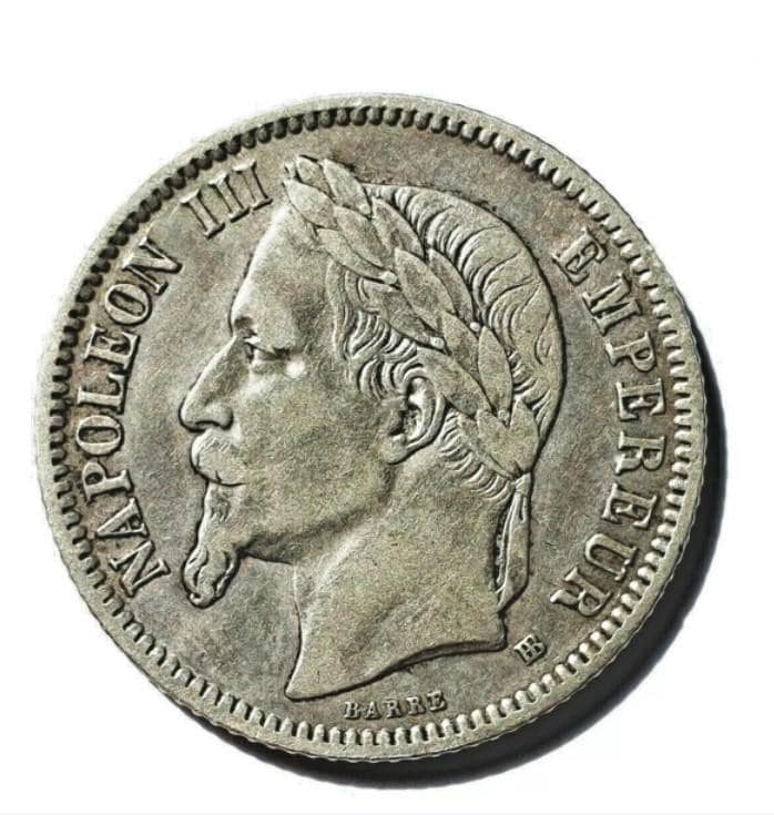 1866 年フランス 1 フラン銀貨 - ナポレオン 3 世アンティーク