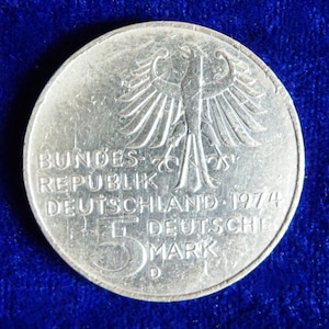 Germany 5 Mark 1974 Immanuel Kant 0.625 SILVER