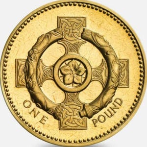 1996 celtic cross  One Pound (old) Coin circulated