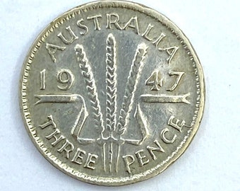 1947 年ヴィンテージ シルバー .500 オーストラリア 3 ペンス