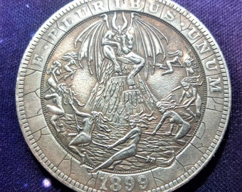 Lucifer Coin Coven van Heksen Occulte Magie Fantasie Mythe Hobo Coin