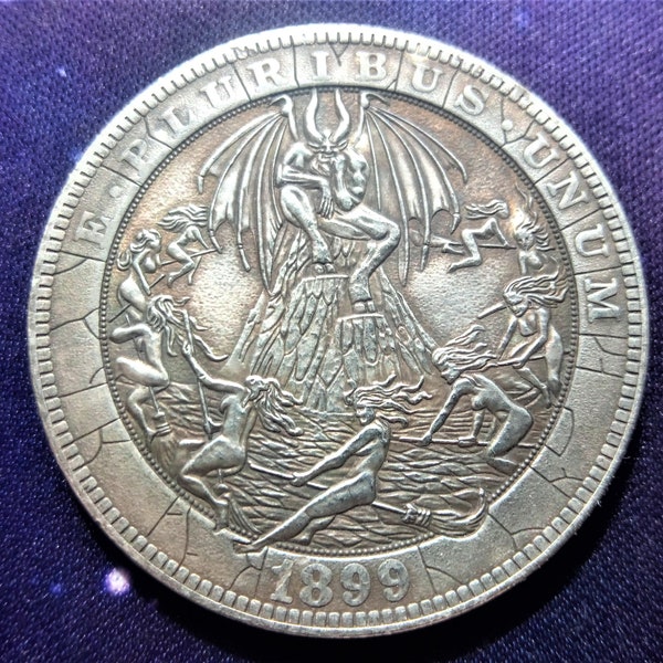 Lucifer Coin Coven of Witches Occult Magic Fantasy Myth Hobo Coin