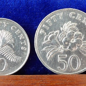singapore coin collection: 4x coins (50,20,10,1 cent) .circulated