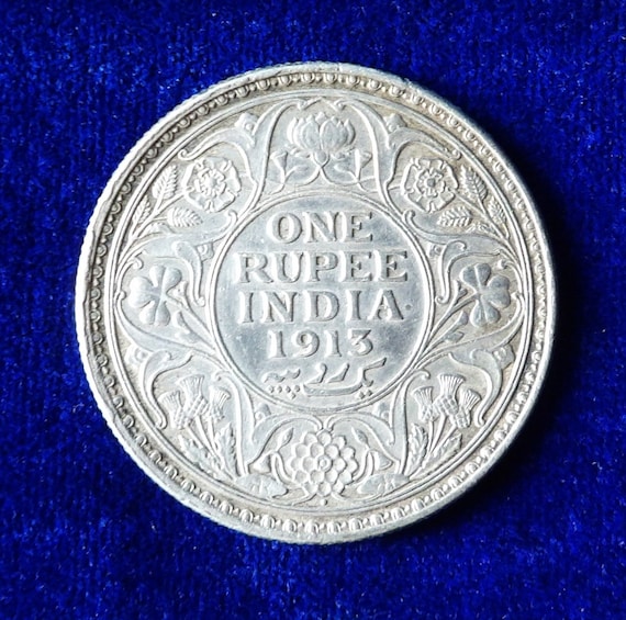 アンティーク シルバー 1 ルピー 1913 年 - ジョージ 5 世。インド