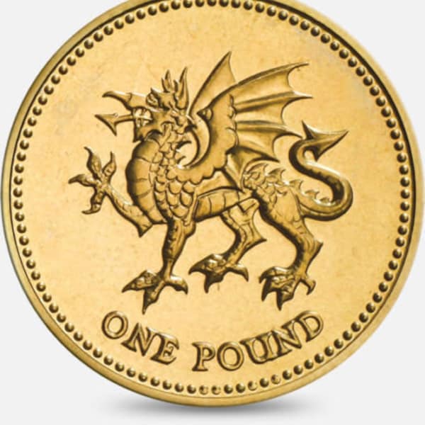 Wales dragon One Pound (old) Coin circulated