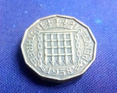 Tudor portcullis quot brass Three pence Elizabeth II Great Britain-choice of dates