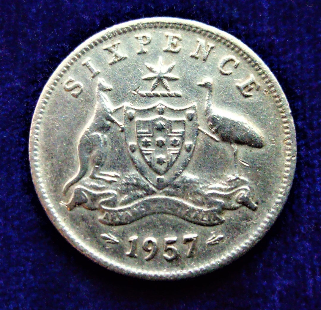 1957 年ヴィンテージ シルバー .500 オーストラリア 6 ペンス