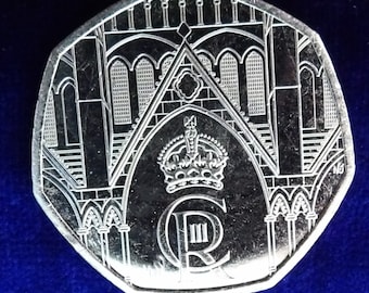 Uncirculated Coronation of King Charles III 50p Fifty Pence Coin Dated 2023