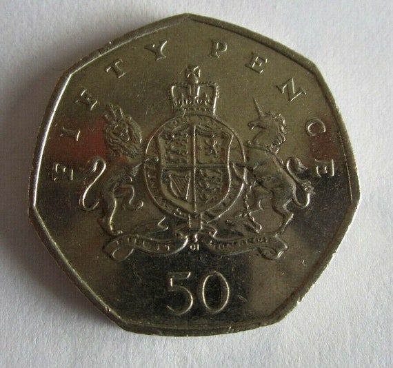 2013 Christopher Ironside Lion and Unicorn 50p Coin Fifty Etsy