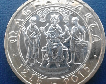 Moeda comemorativa de 2 libras dos 800 anos da Magna Carta