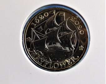 2020 Mayflower 400th Anniversary Coin: Brilliant Uncirculated 2 Pounds