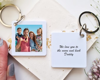 Llavero personalizado con foto para papá - Llavero con nombres personalizados / iniciales - Regalo de cumpleaños para papá / Regalo del día del padre / Regalo para él