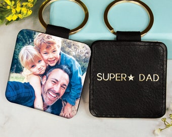 Personalised Dad Photo Keyring - Custom Names / Initials Keychain for him - Birthday / Anniversary / Gift for Dad /  Father's Day Gift
