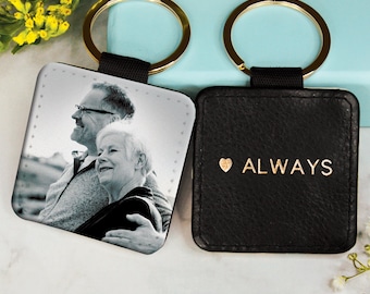 Llavero con foto personalizado con un bonito recuerdo: llavero con nombres o iniciales personalizados para él o ella, regalo conmemorativo, recuerdo o regalo de duelo.