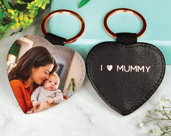 Llavero personalizado con foto de mamá en forma de corazón - Llavero con iniciales para ella / Regalo para el Día de la Madre / Regalo para San Valentín / Cumpleaños de mamá