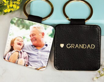 Llavero personalizado con foto de abuelo - Llavero con nombres o iniciales personalizados para él - Regalo de cumpleaños para abuelo / Regalo del Día del Padre para abuelo