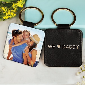 Personalisierte Liebe Papa Foto Schlüsselanhänger - Initialen Schlüsselanhänger für Ihn / Benutzerdefinierte Namen - Geburtstagsgeschenk für Papa / Geschenk zum Vatertag für Papa
