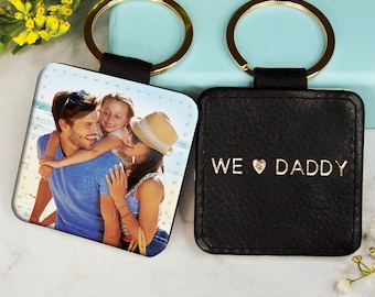 Llavero personalizado con foto de "Amor papá" - Llavero con iniciales para él / Regalo de San Valentín / Regalo de cumpleaños para papá / Regalo del Día del Padre para papá