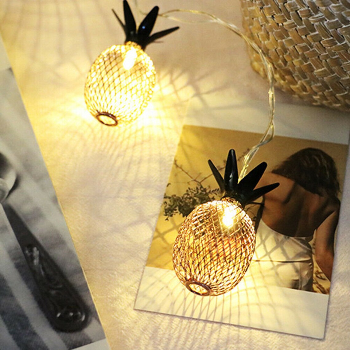 Funky Pineapple Fairy Light Set 10 Pineapples Copper Netted Etsy