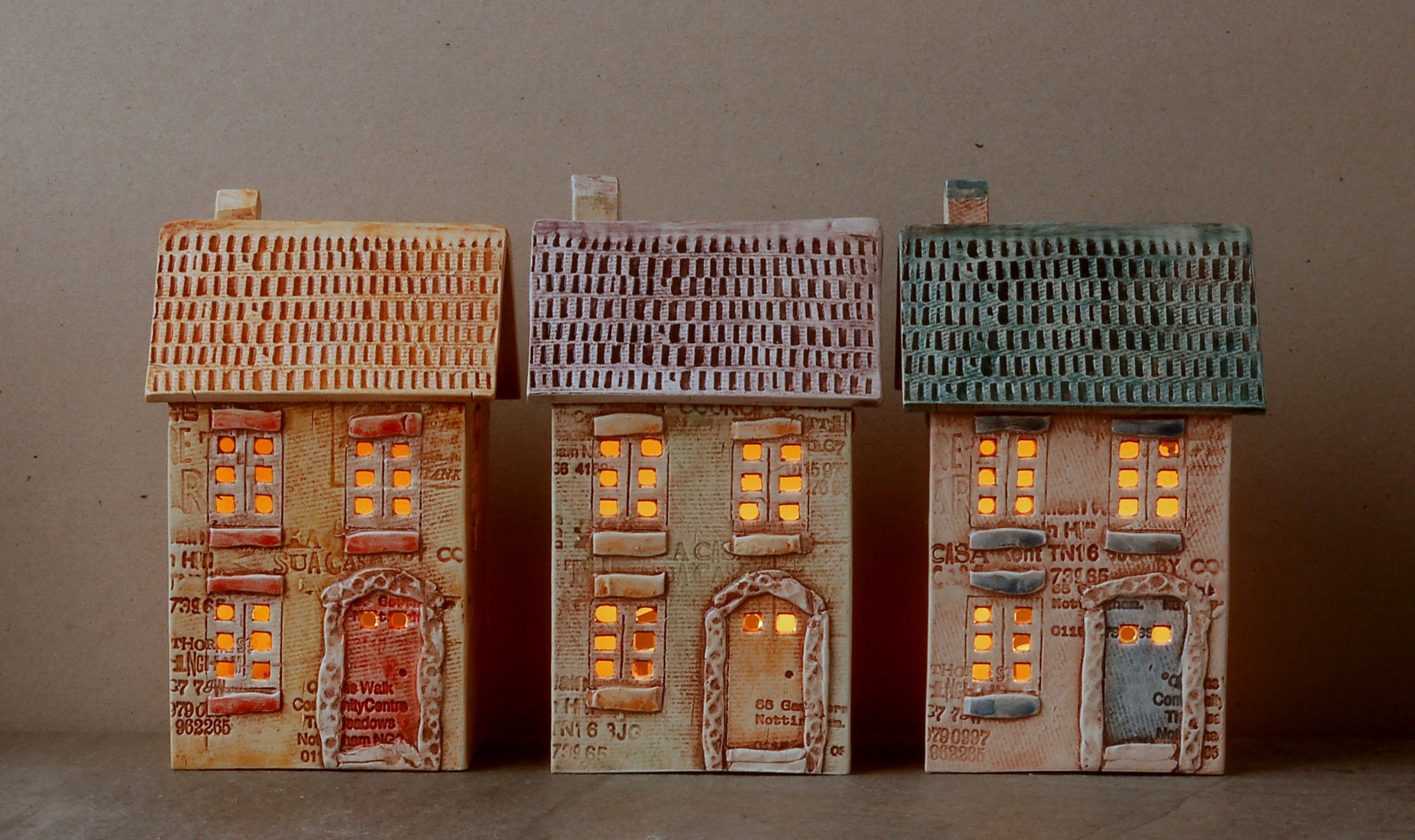 Handmade ceramic house for tea lights Etsy