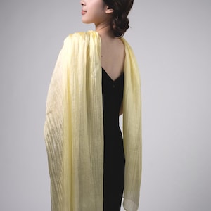 Hand-Dyed Silk Scarf in Soft Yellow | 100% Mulberry Silk | Lightweight Pleated Wrap | Artisan-Made in Vietnam | Elegant Gift for Her