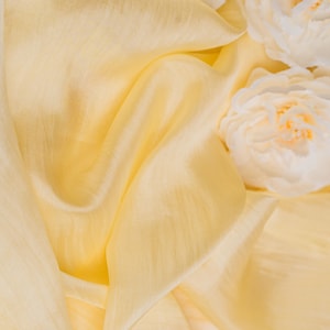 100% Pure Mulberry Habotai Silk Scarf, Hand-Dyed Pastel Yellow, Butter Yellow, Hand Dyed, Hand Loomed, Luxury Gift for Her