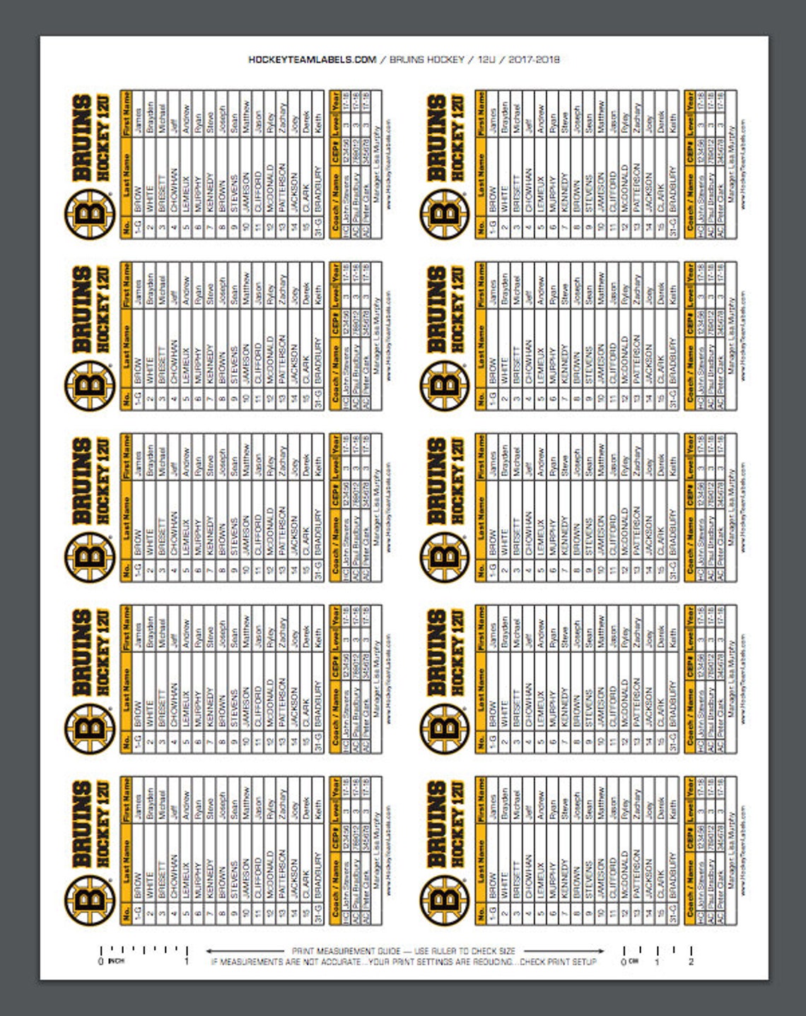 200 PRINTED Hockey Roster Game Score Sheet 2x4 Labels Stickers Etsy