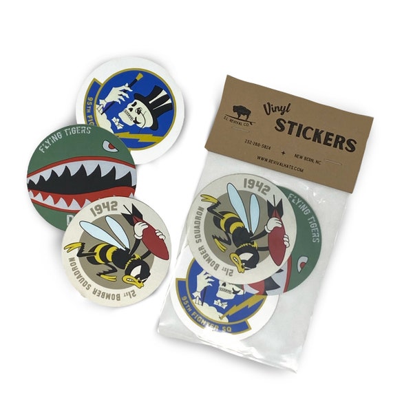 WWII USA Squadron Insignia Sticker Pack