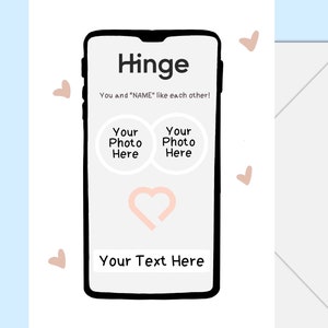 Hinge Dating Valentine's Day Greeting Card, Swipe right card, Personalized Anniversary or Love card for girlfriend or boyfriend