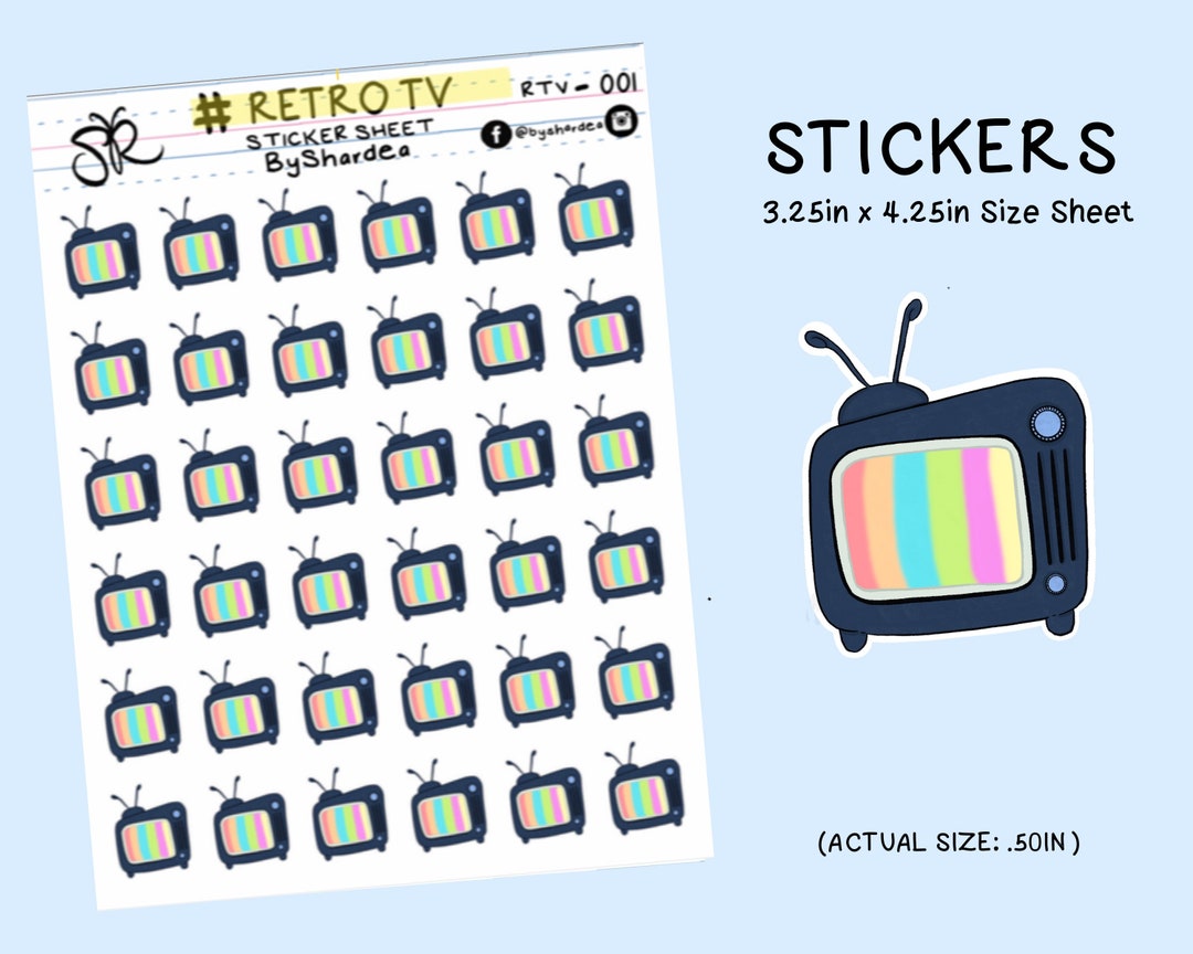 Retro Tv Functional Planner Sticker Sheet - Etsy