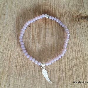 Pulseira Boho com elástico malva “coração de pena”