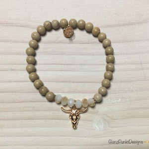 Armband &quot;Buffalo&quot; beige roségoldfarben Bull