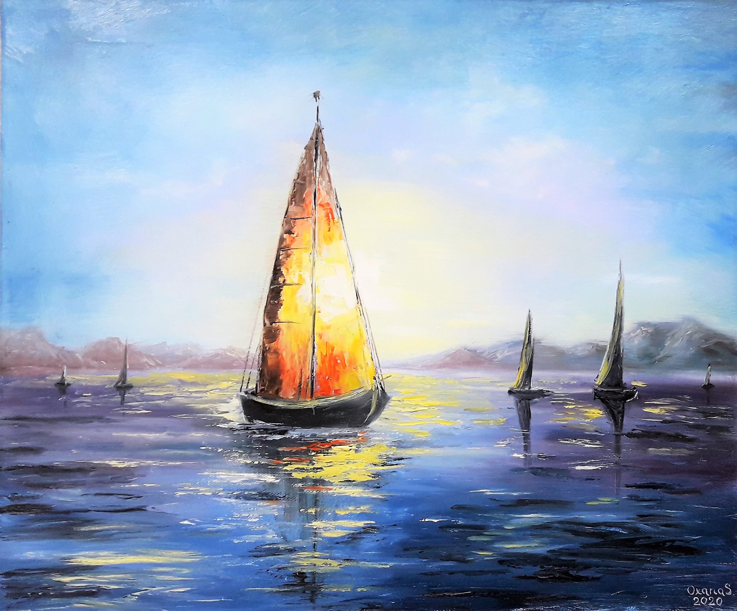 sailboat art painting