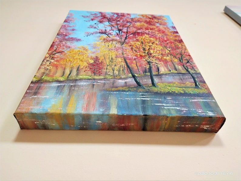 Fall Tree Painting Original Artwork Oil Painting on Canvas 12 by 16 by Oksana Stepanova