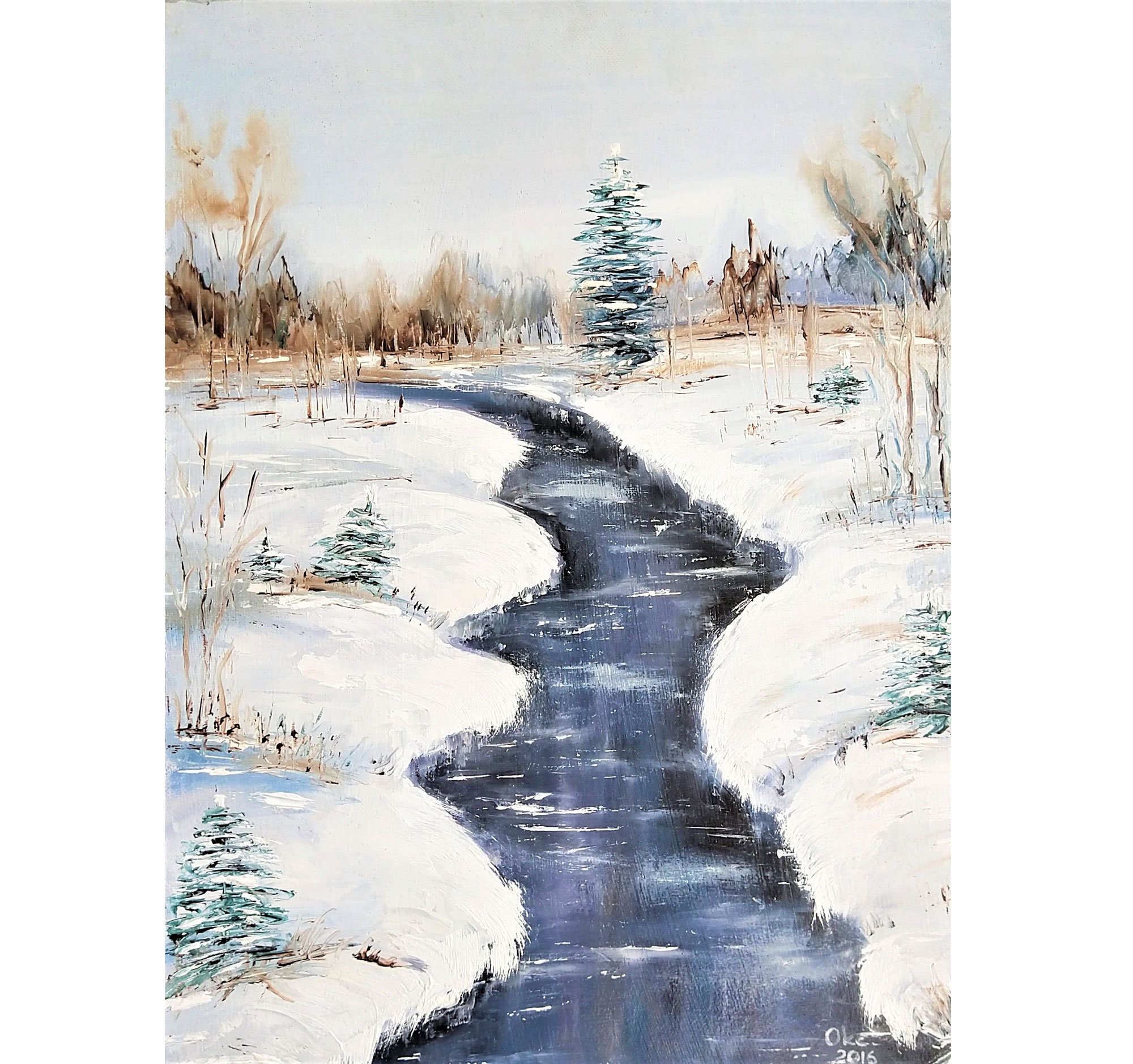 Original Artwork Winter Landscape Canvas Wall Art Oil Etsy