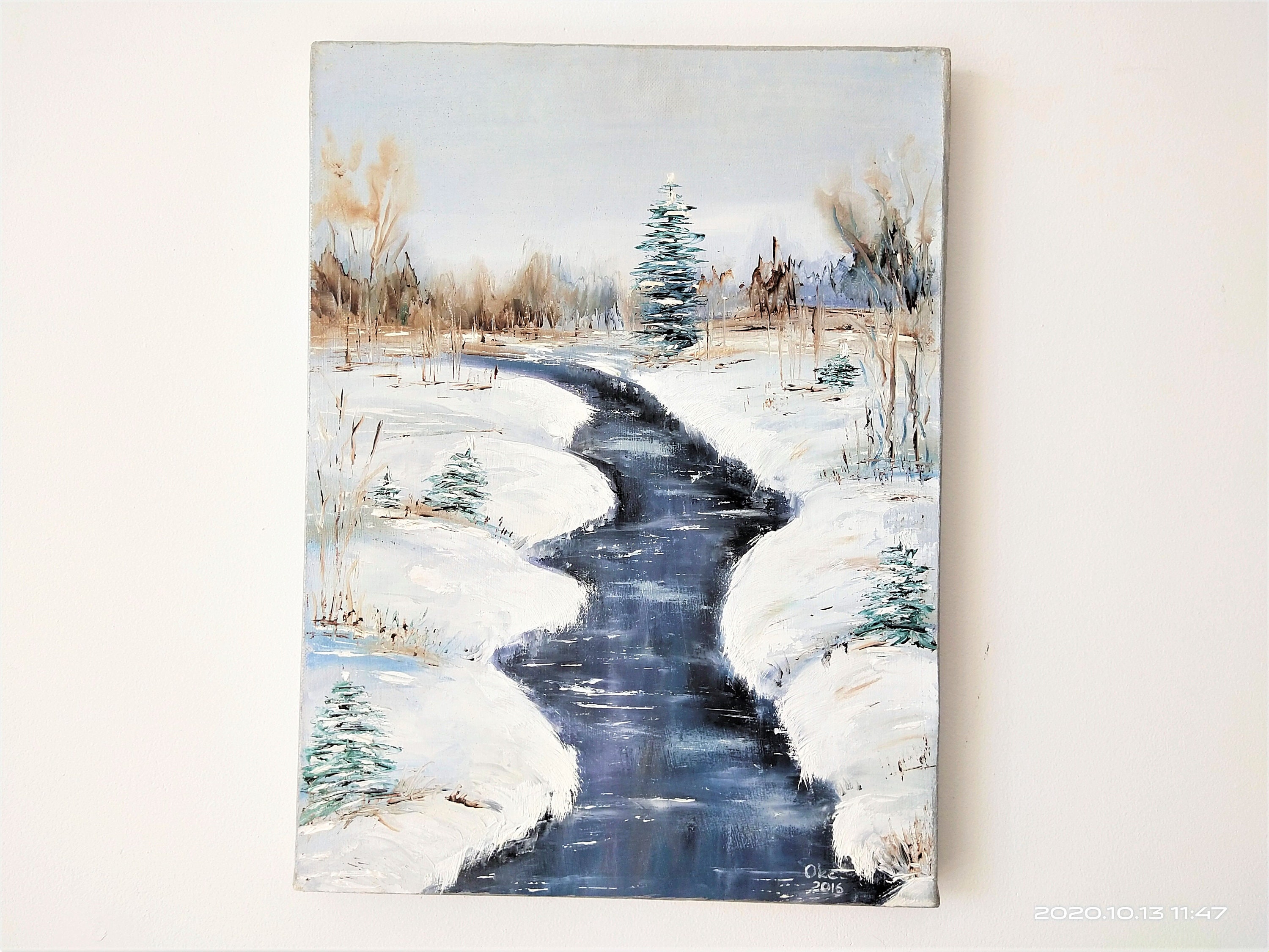 Original Artwork Winter Landscape Canvas Wall Art Oil Etsy