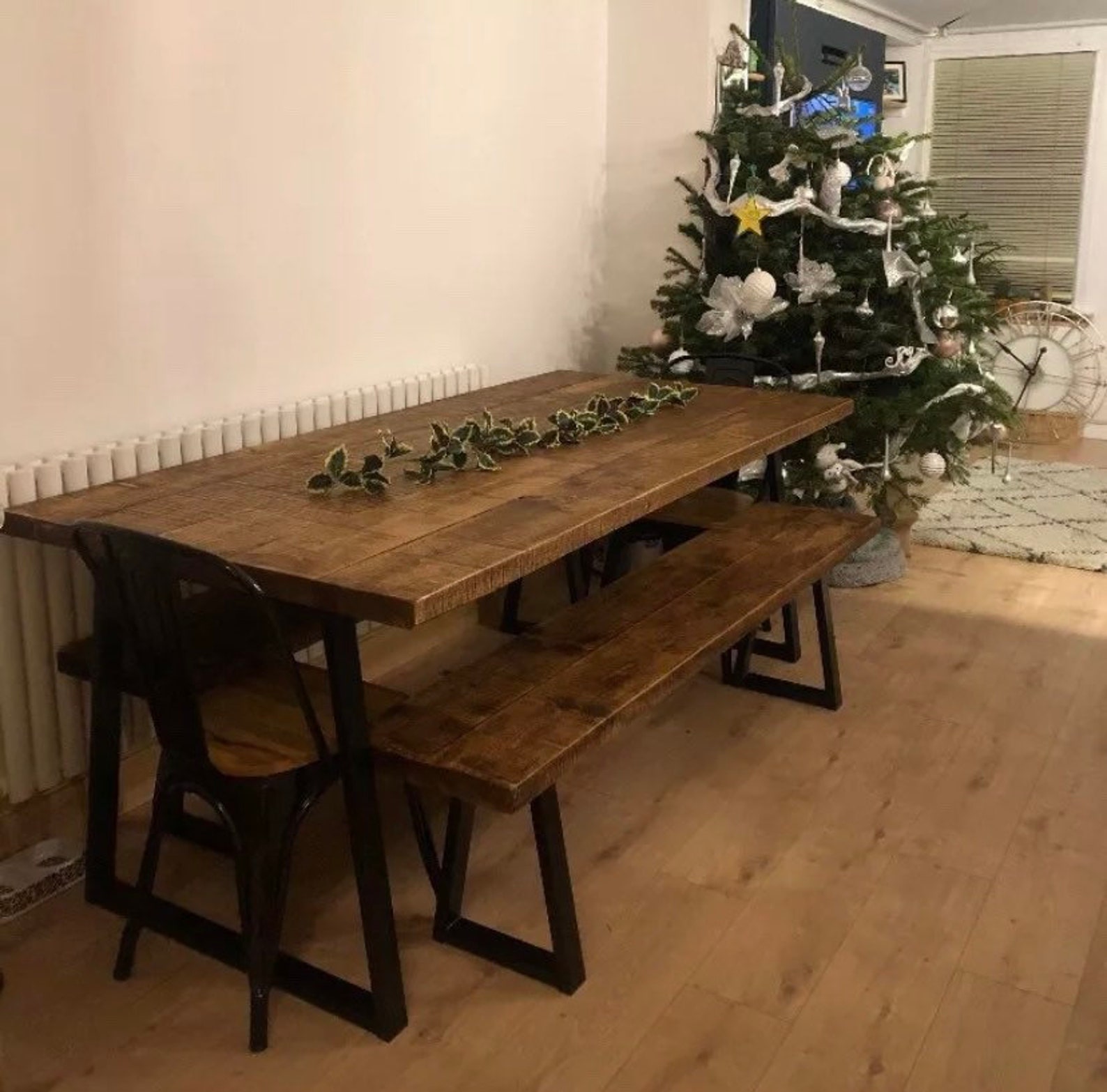 Rustic Dining Table Industrial Reclaimed Style Steel Legs Etsy
