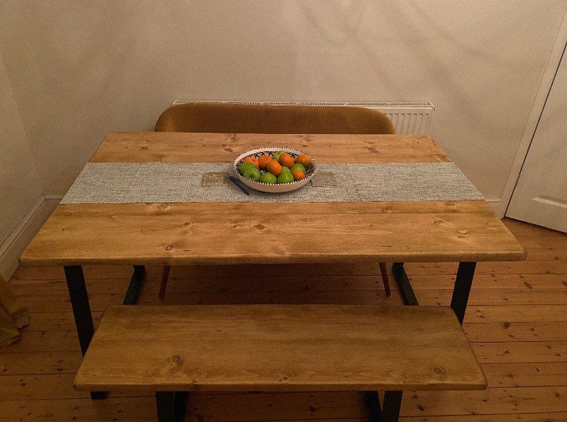 Rustic Dining Table Industrial Reclaimed Style Steel Legs Etsy