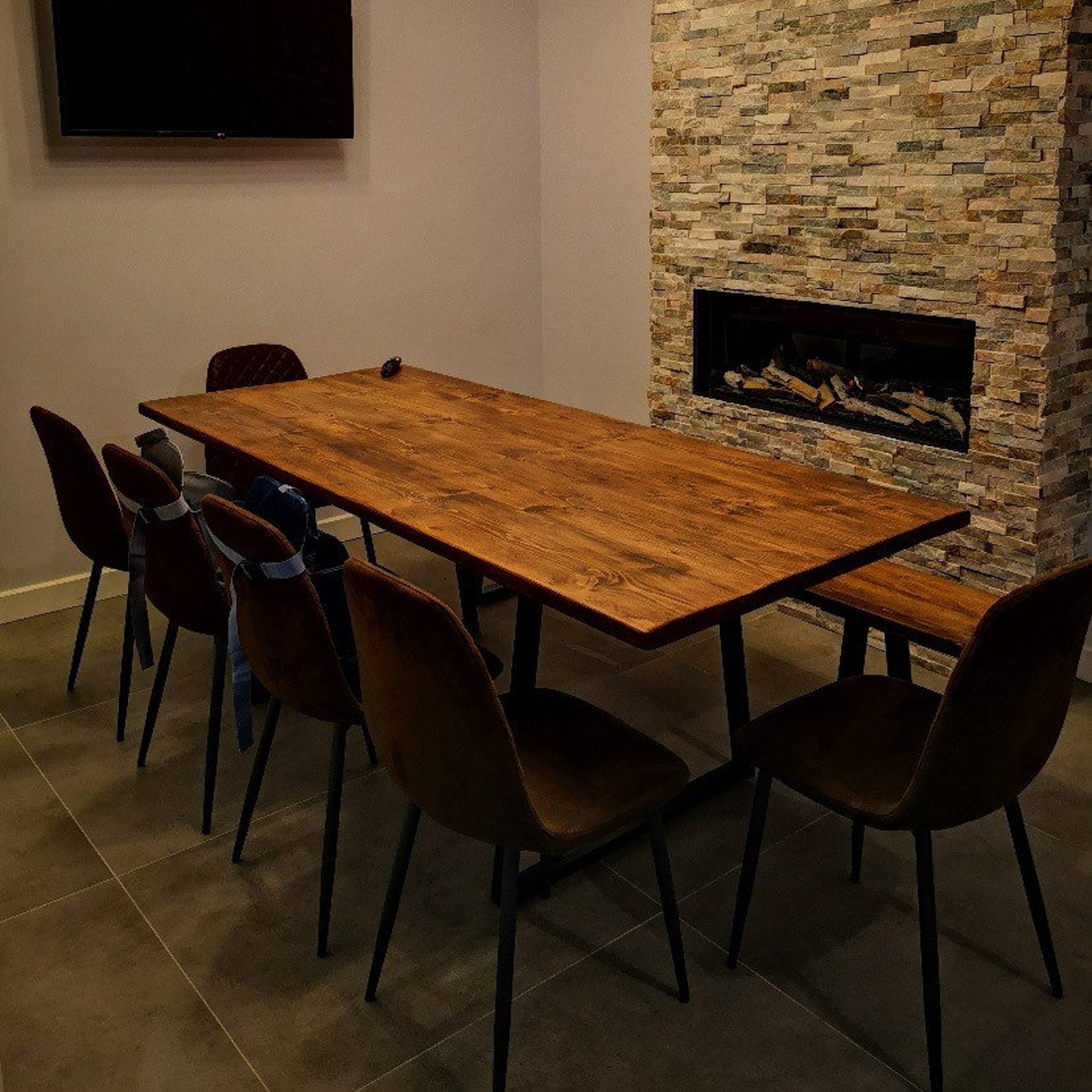 Rustic Dining Table Industrial Reclaimed Style Steel Legs Etsy