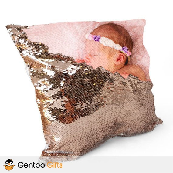 Reveal Mermaid Cushion Rose Gold Sequin Sequin Pillow Rose Gold Sequin Mermaid
