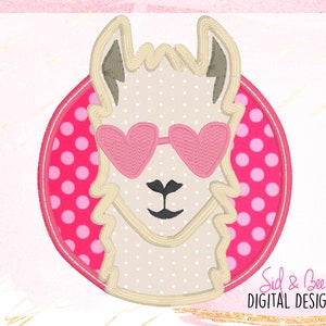 Llama, llama face applique, llama embroidery, valentines, valentine, Embroidery Design Pattern, 4X4 5x7 6x10 INSTANT DOWNLOAD now available