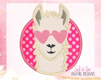 Llama, llama face applique, llama embroidery, valentines, valentine, Embroidery Design Pattern, 4X4 5x7 6x10 INSTANT DOWNLOAD now available