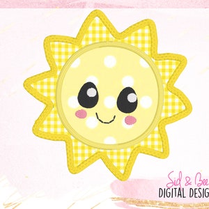 Zon, gelukkige zon, schattig, meisjes, zon stoffen, verjaardag, zon, zomer stoffen, borduurwerk ontwerppatroon, 4 x 4 5 x 7 6 x 10 INSTANT DOWNLOAD