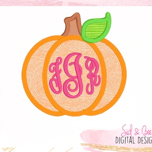 pumpkin Applique Design, pumpkin Applique, monogram frame, halloween Applique, Embroidery Design, fall, gord, 4X4 5x7 6x10 INSTANTDOWNLOAD