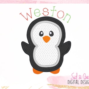penguin, penguin applique, embroidery, christmas, penguin embroidery, christmas applique, winter, holiday, 4X4 5x7 6x10 INSTANT DOWNLOAD