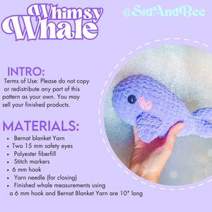 Whale crochet pattern, Digital Pattern, whale, whales, amigurumi, plush, whale digital, handmade, cute, plushie, crochet pattern, kawaii image 2