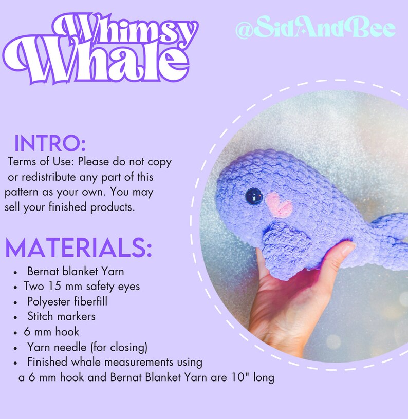 Whale crochet pattern, Digital Pattern, whale, whales, amigurumi, plush, whale digital, handmade, cute, plushie, crochet pattern, kawaii image 2