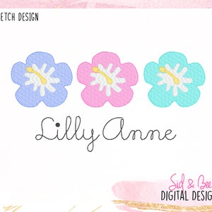 Flower, Sketch Trio, hibiscus, sketch Design, flower embroidery, floral, hawaii, birthday, sketch, quick stitch, 4X4 5x7 6X10INSTANTDOWNLOAD
