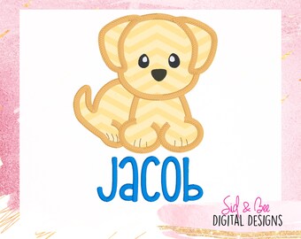 baby Puppy Dog, dog applique, Labrador, Golden, Retriever, girl, boy, Embroidery Design Pattern, 4X4 5x7 6x10 INSTANT DOWNLOAD now available