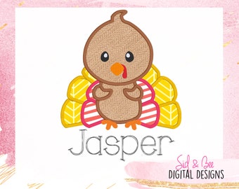 Turkey Applique, thanksgiving embroidery, turkey, Embroidery Design, first thanksgiving, boy turkey, cute, 4X4 5x7 6x10 INSTANT DOWNLOAD